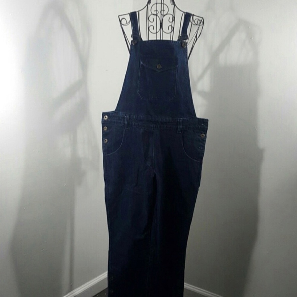 Navy denim overalls